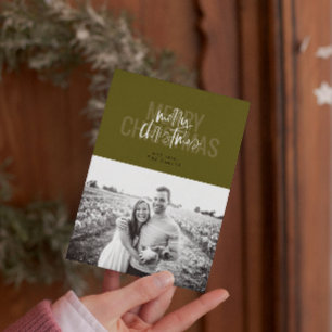 Modern Dubbla God jul Lodrät Evergreen Julkort