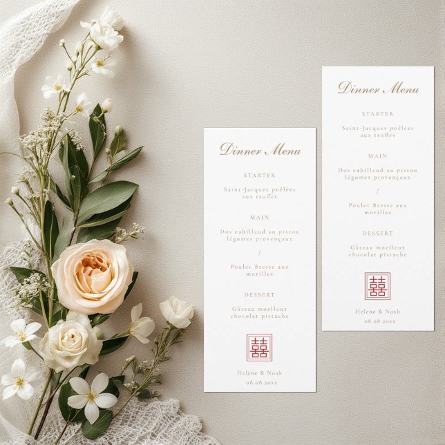 Modern Dubbla Happy Chinese Bröllop Menu (Skapare uppladdad)