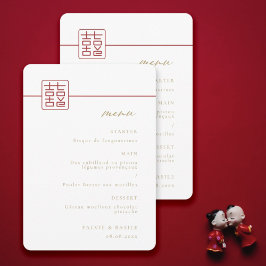 Modern Dubbla Happy Chinese Bröllop Menu Inbjudningar