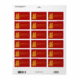 Modern Dubbla lycka Bröllop Guld Glitter Adressetikett