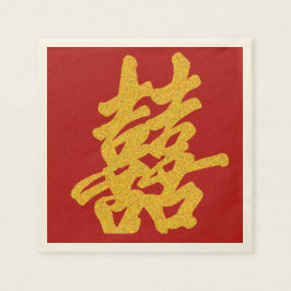 Modern Dubbla lycka Bröllop Guld Glitter Pappersservett