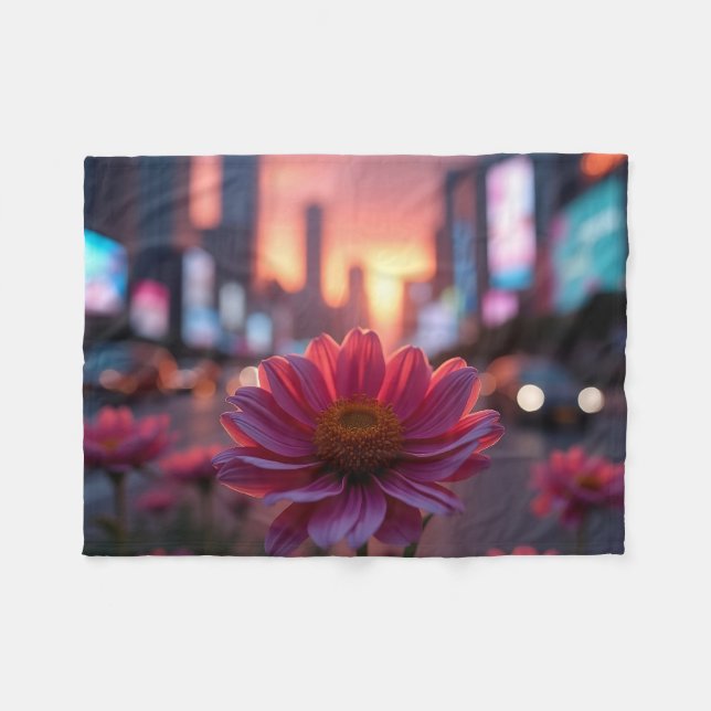 Modern Dusk Daisies Fleecefilt (Framsidan (Horisontell))