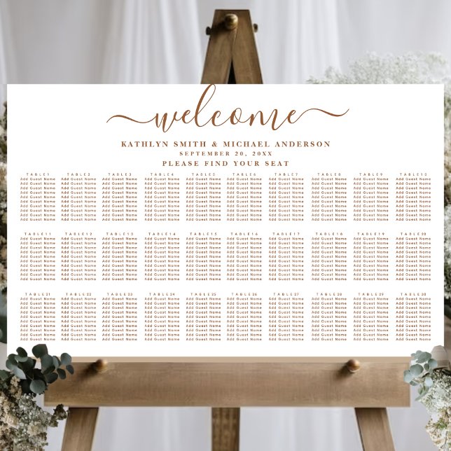 Modern Dusty Beige Bröllop 30 Bord-sittplats Poster (Skapare uppladdad)
