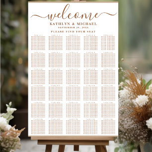 Modern Dusty Beige Simple Bröllop 30 Bord-sittplat Poster
