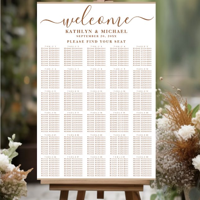 Modern Dusty Beige Simple Bröllop 30 Bord-sittplat Poster (Skapare uppladdad)