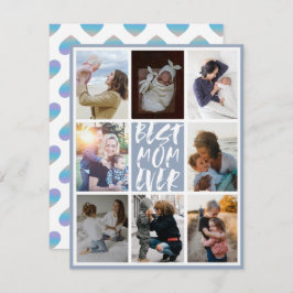 Modern Dusty Blue 8 Photo Collage Best Mamma någon