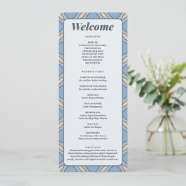 Modern Dusty Blue Art Deco Wedding Program Card