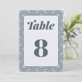 Modern Dusty Blue Art Deco Wedding Table Numbers Inbjudningar