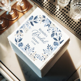 Modern Dusty Blue Blommigt Boho Möhippa Pappersservett