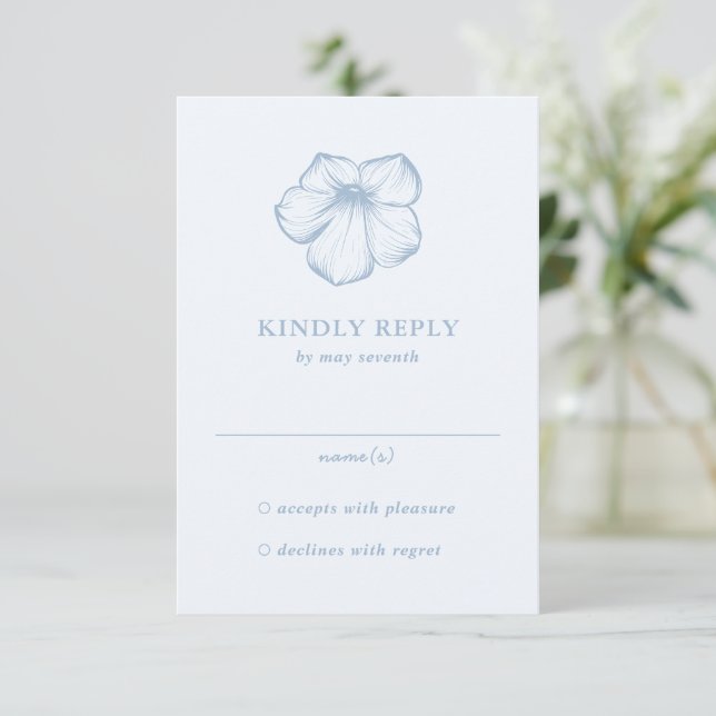 Modern Dusty Blue Blommigt Elegant bröllop OSA Kort (Stående Fram)
