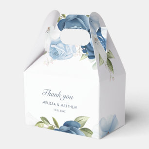 Modern Dusty Blue Blommigt Elegant bröllop Tack Presentaskar