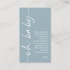 Modern Dusty Blue Bokar for Oh Baby Shower Tilläggskort