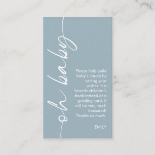 Modern Dusty Blue Bokar for Oh Baby Shower Tilläggskort