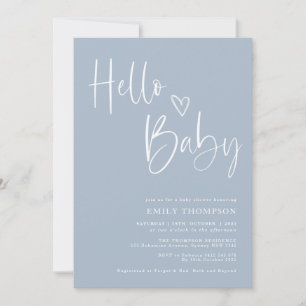 Modern Dusty Blue Boy Baby Shower Inbjudningar