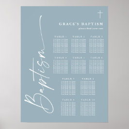 Modern Dusty Blue Boys Baptism Sittdiagram Poster