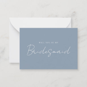 Modern Dusty Blue Bridesmaid Frieri kort