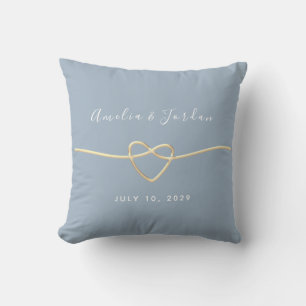 Modern Dusty Blue Bröllop Gift Kudde
