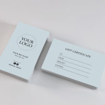 Modern Dusty Blue Business Logotyp Gift-certifikat