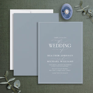Modern Dusty Blue Calligraphy Wedding-inbjudan Inbjudningar