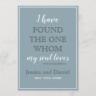 Modern Dusty Blue Charcoal Grått Bröllop Inbjudningar