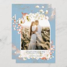 Modern Dusty Blue Coral Blommigt PHOTO TACK