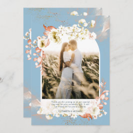 Modern Dusty Blue Coral Blommigt PHOTO TACK