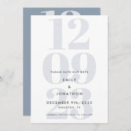 Modern Dusty Blue Date Typography Spara Datumet