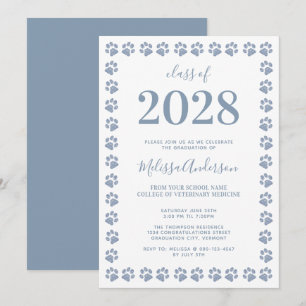 Modern Dusty Blue Glitter Tass avtryck Studenten Inbjudningar