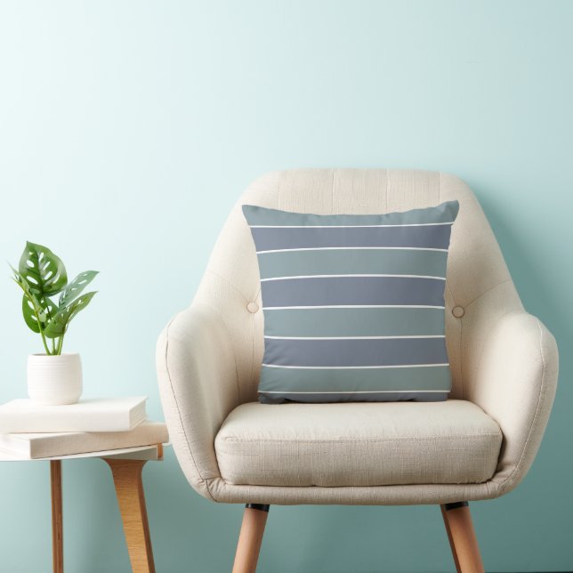 Modern Dusty Blue Grönt Rand Kudde (Stol)