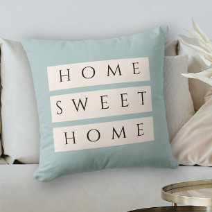 Modern Dusty Blue Home Sweet Kudde