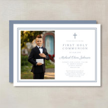 Modern Dusty Blue Kor Boy Photo First Communion