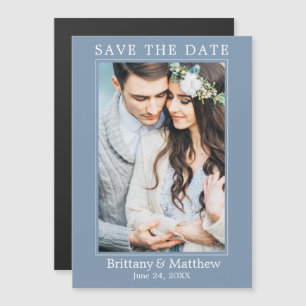 Modern Dusty Blue Magnetic Save Date