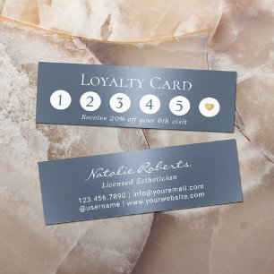 Modern Dusty Blue Metallic Beauty Salon Loyalty Lojalitetskort