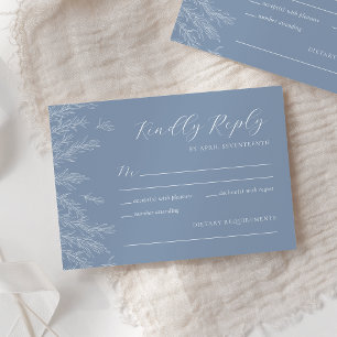 Modern Dusty Blue Minimal Löv Bröllop OSA Kort