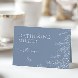 Modern Dusty Blue Minimal Löv Place Card Bordsnummer