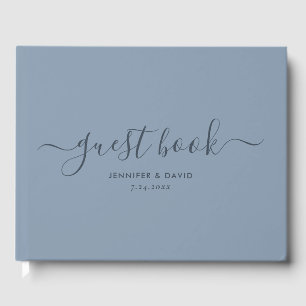 Modern Dusty Blue Minimalist Bröllop Guest Gästböcker