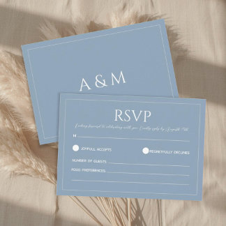 Modern dusty blue minimalist wedding OSA kort