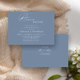 Modern Dusty Blue Natt före repetitionsmiddag Inbjudningar