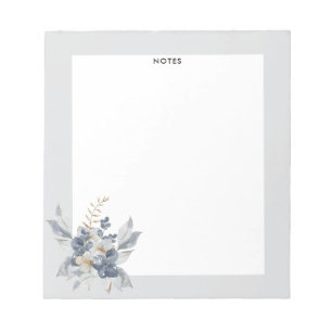 Modern Dusty Blue Navy Blommigt Bouquet Bridesmaid Anteckningsblock