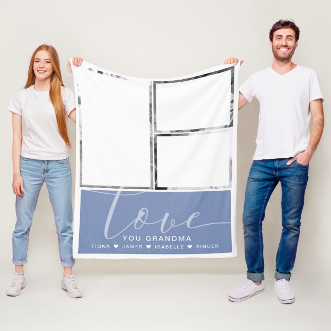 Modern Dusty Blue Photos Kärlek Personlig Fleecefilt (På plats)