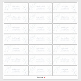 Modern Dusty Blue Script Botanical Guest Adress Klistermärken