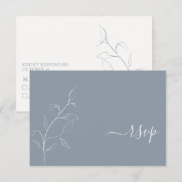 Modern Dusty Blue Script Botanical No Menu OSA Kort