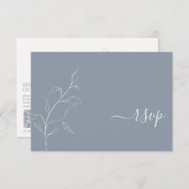 Modern Dusty Blue Script Botanical QR Code OSA