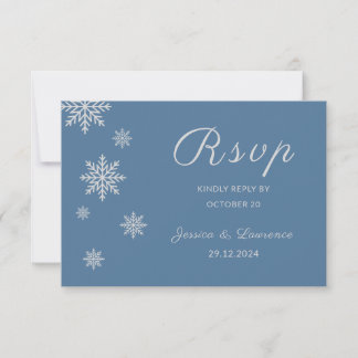 Modern Dusty Blue Silver Winter Wedding QR-kod OSA Kort