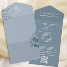 Modern Dusty Blue Simple Minimalist QR Code OSA