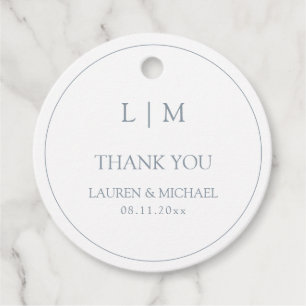 Modern Dusty Blue Simple Monogram-Tack Gåvor Etiketter