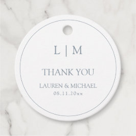 Modern Dusty Blue Simple Monogram-Tack Gåvor Etiketter