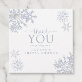 Modern Dusty Blue Snowflake Shower Tack Gåvor Etiketter