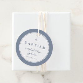 Modern Dusty Blue Thank You Baptism Gåvor Etiketter