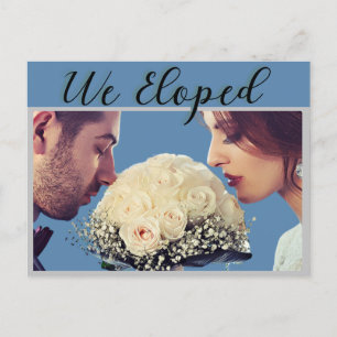 Modern Dusty Blue Vi Elope Bröllop-meddelande Vykort